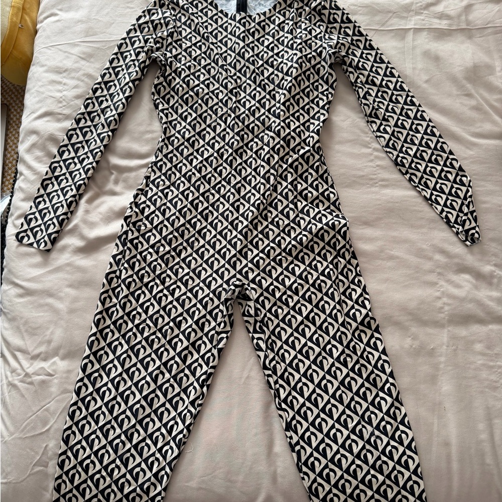 Marine Serre Tan Recycled Jersey Moon Catsuit